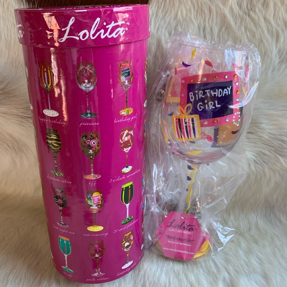 NWT! LOLITA • “Birthday Girl” Wine Glass